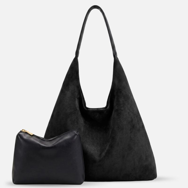 Slouchy Vegan Suede Shoulder Bag, Hobo Tote