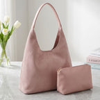 Slouchy Vegan Suede Shoulder Bag, Hobo Tote - NOA