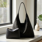 Slouchy Vegan Suede Shoulder Bag, Hobo Tote - NOA