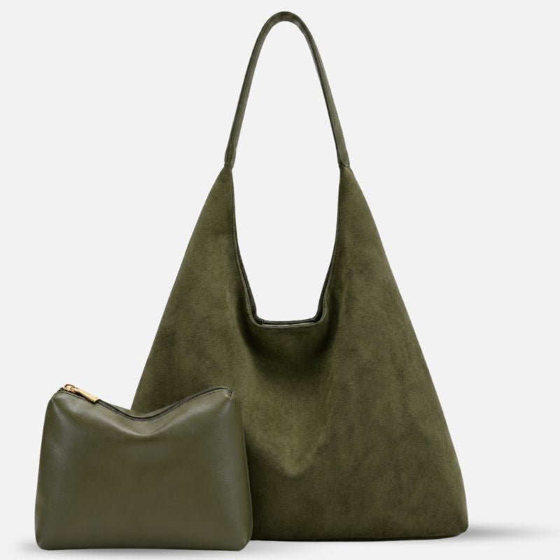Slouchy Vegan Suede Shoulder Bag, Hobo Tote - NOA
