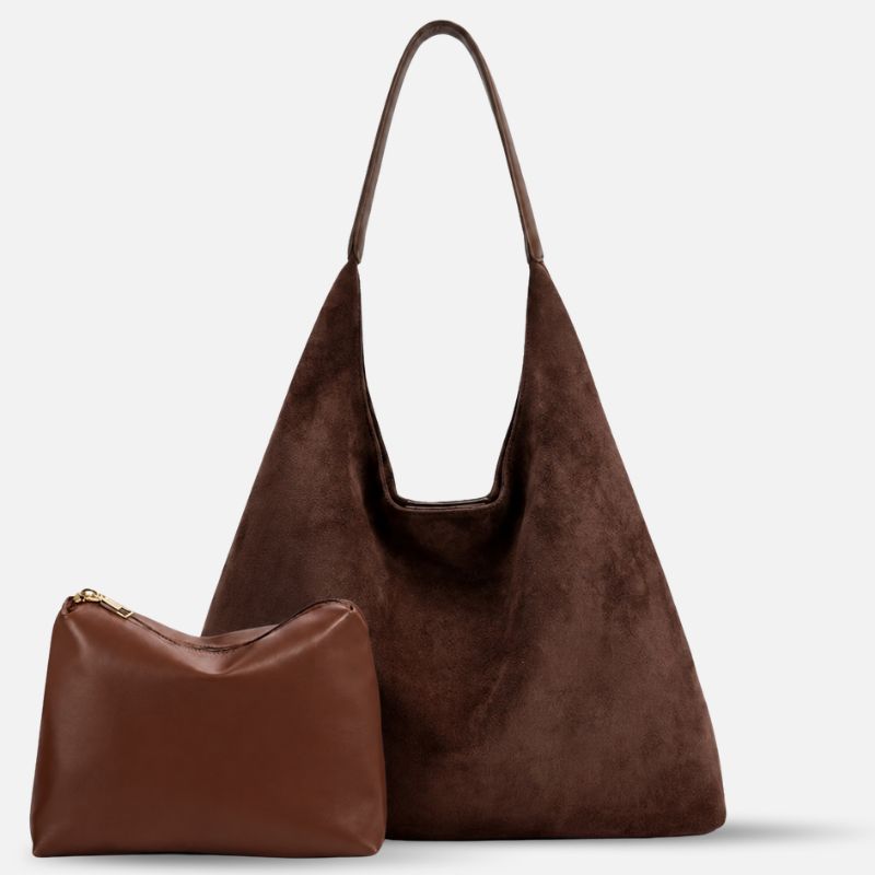 Slouchy Vegan Suede Shoulder Bag, Hobo Tote - NOA