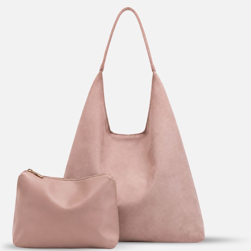 Slouchy Vegan Suede Shoulder Bag, Hobo Tote - NOA