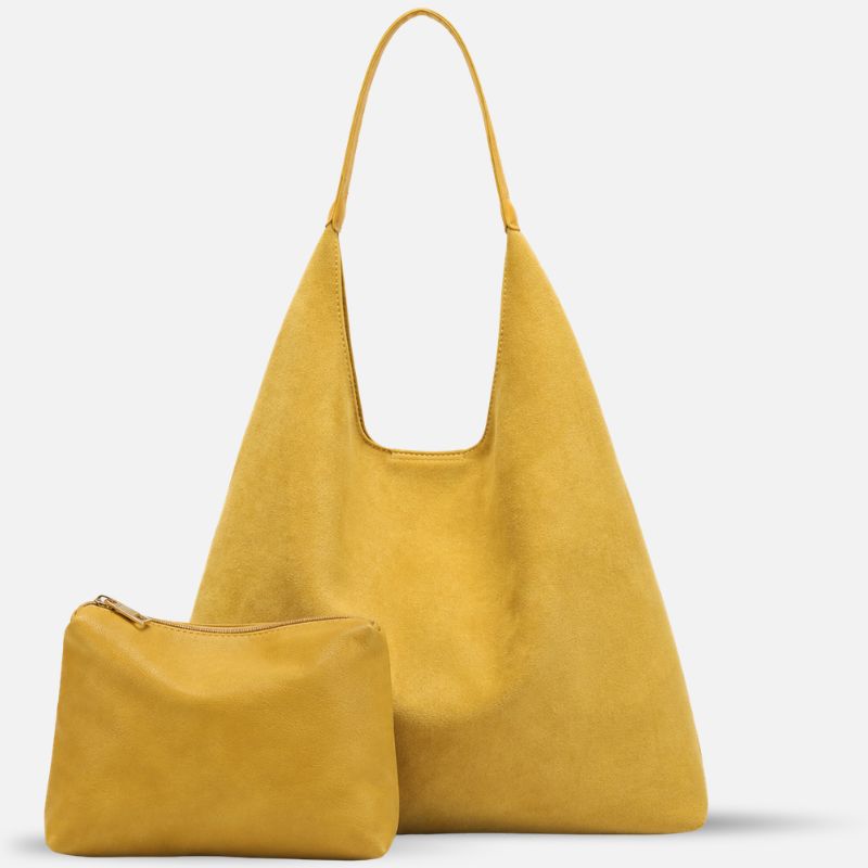 Slouchy Vegan Suede Shoulder Bag, Hobo Tote - NOA