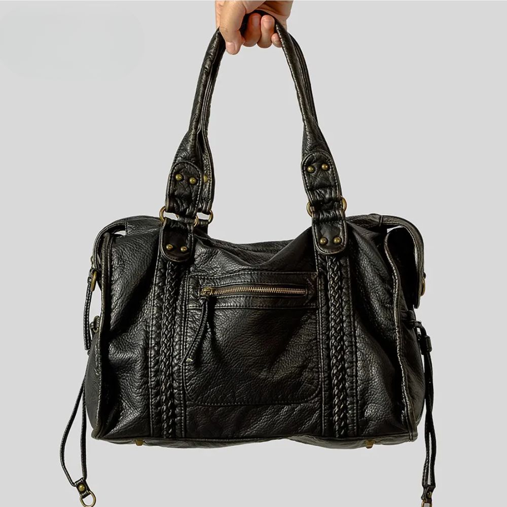 Large Vintage Handbag, 13" Laptop Zip Tote - FREYA