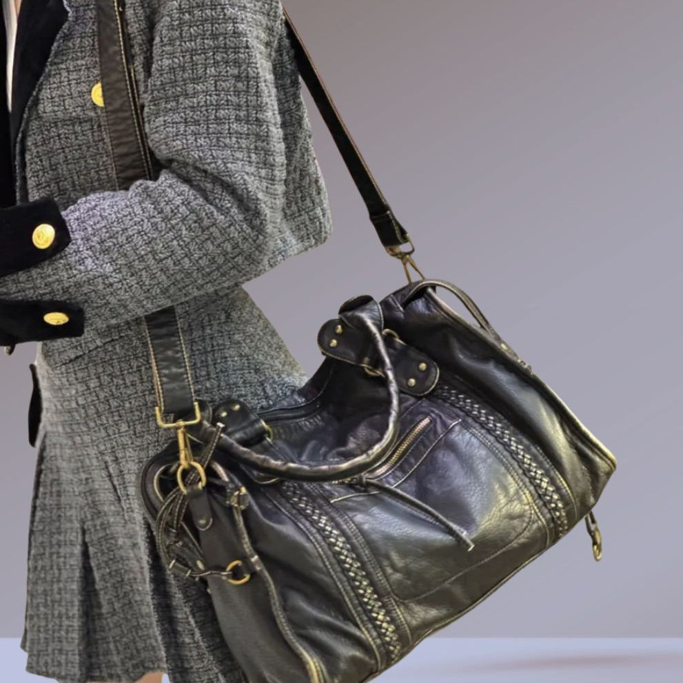 Large Vintage Handbag, 13" Laptop Zip Tote - FREYA