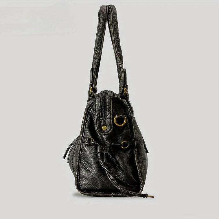 Large Vintage Handbag, 13" Laptop Zip Tote - FREYA