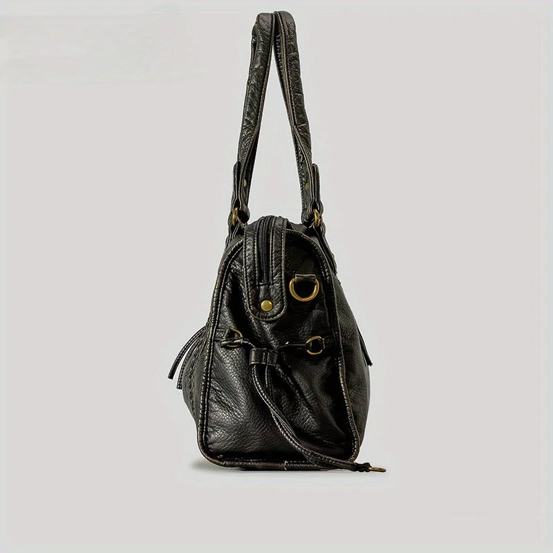 Large Vintage Handbag, 13" Laptop Zip Tote - FREYA