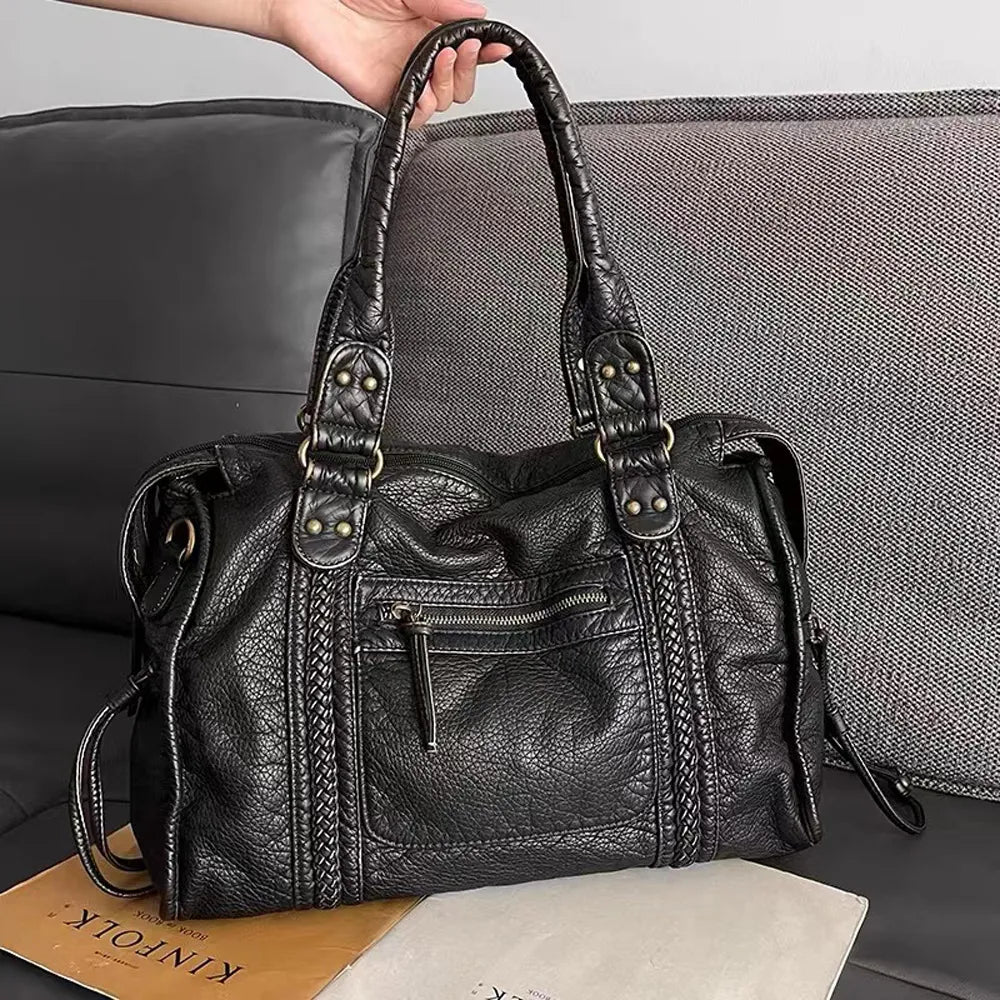 Large Vintage Handbag, 13" Laptop Zip Tote - FREYA