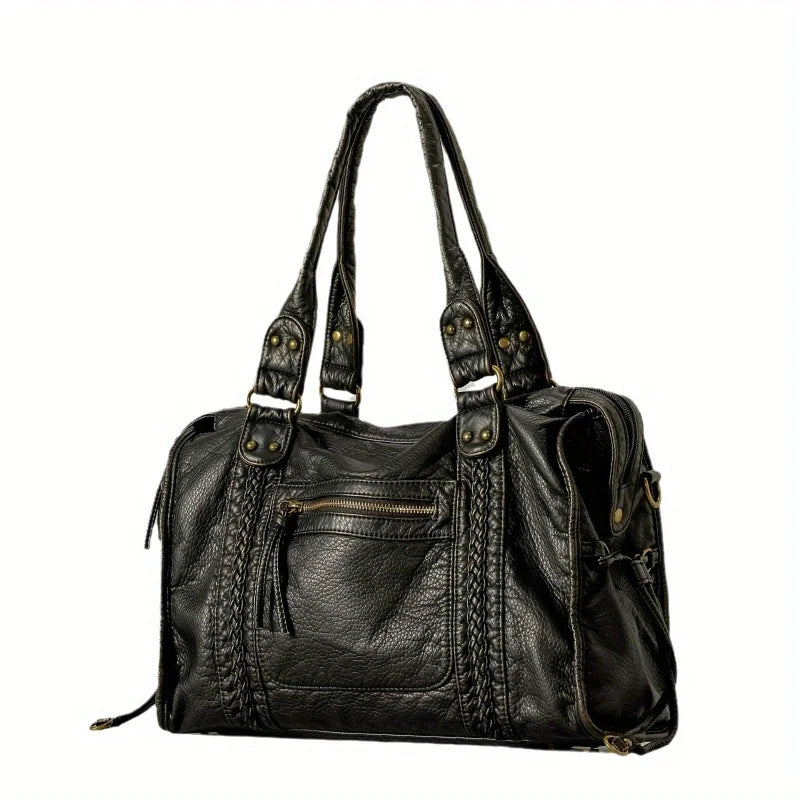 Large Vintage Handbag, 13" Laptop Zip Tote - FREYA